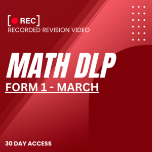 RRV – MATH DLP-FORM 1 – MARCH – 2025